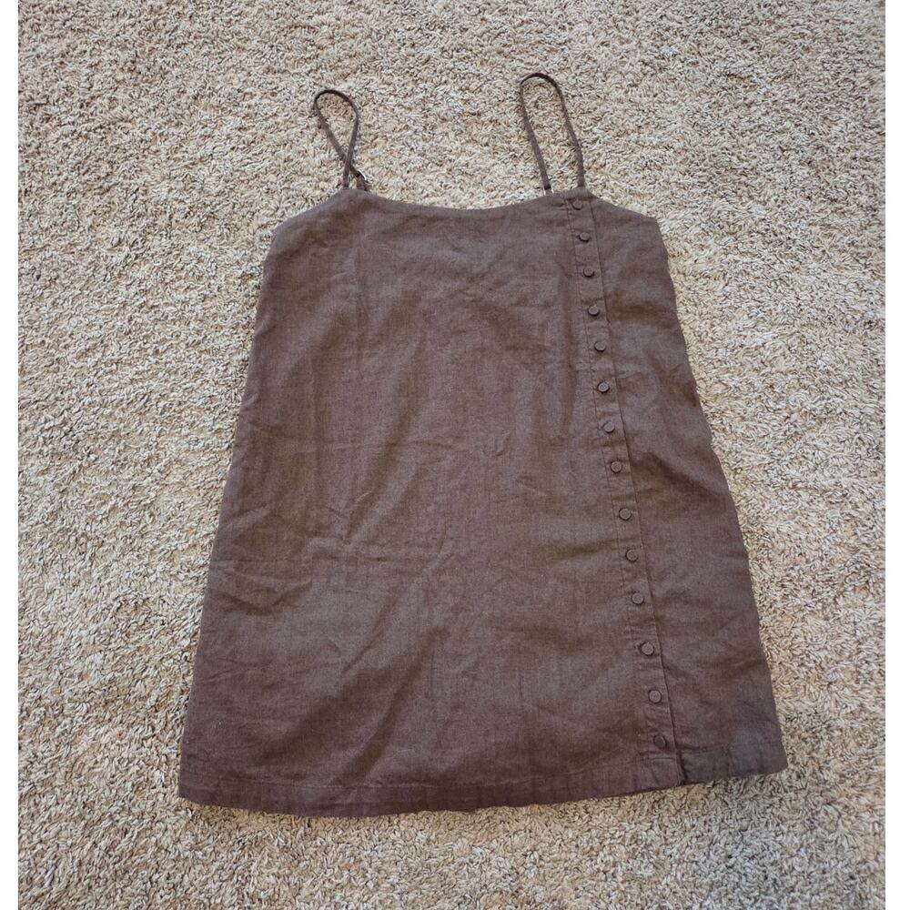 Abercrombie & Fitch linen cotton blend brown romper dress button M